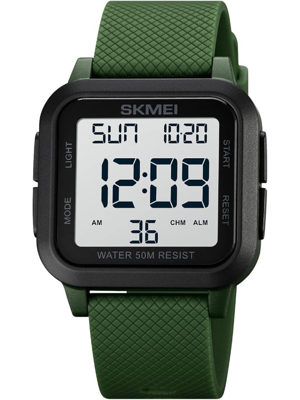 Men's Army Green Sports Military Digital Airplane Shaped LED Light Wrist Watch